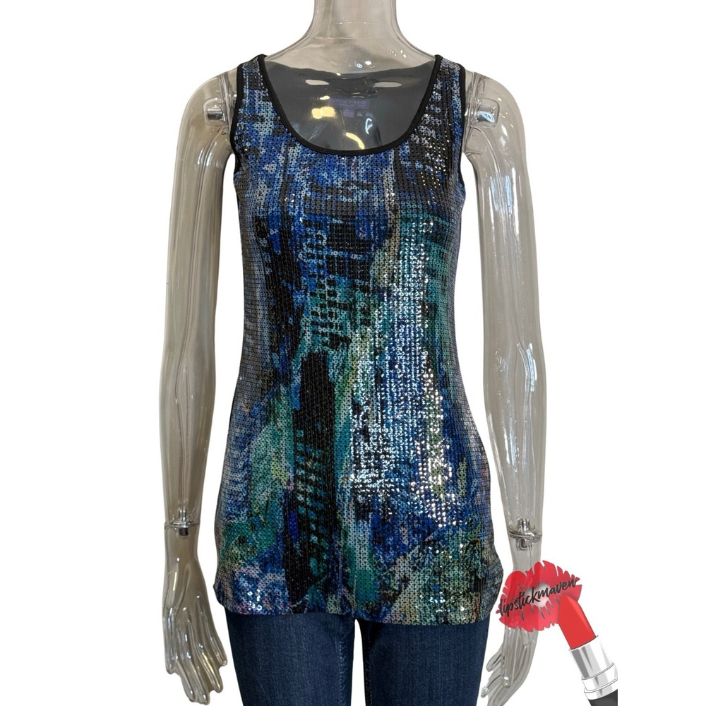 Vivienne Tam Tank Top Womens XS Iridescent Sequin Y2K Whimsigoth